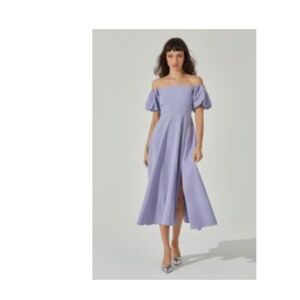 ASTR the Label Off Shoulder Puff Sleeve Midi Dress